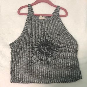 Pacsun LA Hearts Gray Sun Compass Halter Tank